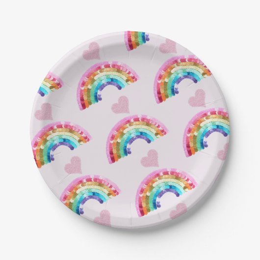  Rainbow Birthday Party Pappteller (Vorderseite)