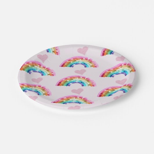 Rainbow Birthday Party Pappteller (Schrägansicht)