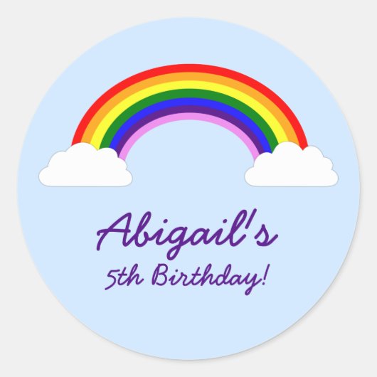 Rainbow Birthday Party Personalisiert Gefallen Runder Aufkleber (Vorderseite)