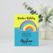 Rainbow Birthday Party Postkarte (Stehend Vorderseite)