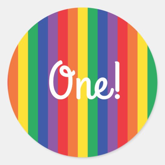Rainbow Birthday Party Runder Aufkleber (Vorderseite)