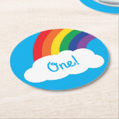 Rainbow Birthday Party Runder Pappuntersetzer (Angewinkelt)