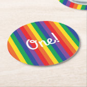 Rainbow Birthday Party Runder Pappuntersetzer (Angewinkelt)