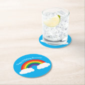 Rainbow Birthday Party Runder Pappuntersetzer (Vor Ort)