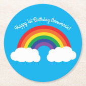 Rainbow Birthday Party Runder Pappuntersetzer (Vorderseite)