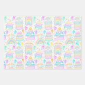 Rainbow Birthday Party Wrapping Paper Geschenkpapier Set (Vorderseite)