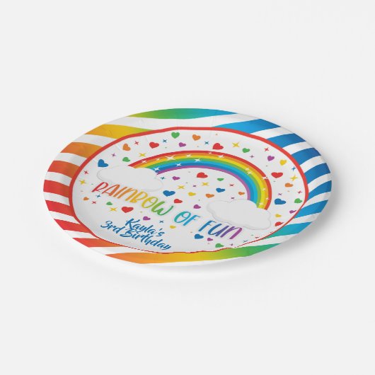 Rainbow Birthday Plate - Custom Pappteller (Schrägansicht)