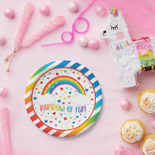 Rainbow Birthday Plate Pappteller (Party)