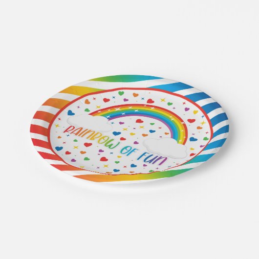 Rainbow Birthday Plate Pappteller (Schrägansicht)