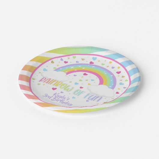 Rainbow Birthday Plate - Pastell - Custom Pappteller (Schrägansicht)