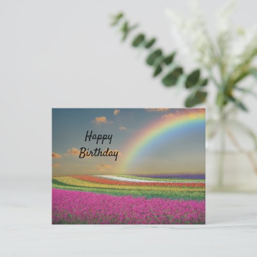 Rainbow Birthday Postkarte (Stehend Vorderseite)