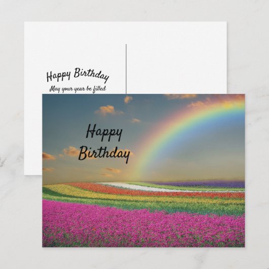 Rainbow Birthday Postkarte (Vorne/Hinten)