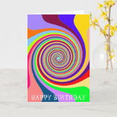 Rainbow Birthday Psychedelic Pop Art candy Swirl Karte (Gelbe Blume)