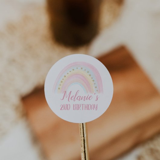 Rainbow Birthday Runder Aufkleber