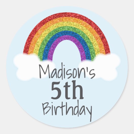 Rainbow Birthday Stickers Gefallen Stickers (Vorderseite)