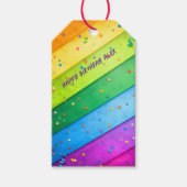 Rainbow Birthday Stripes Confetti Party Geschenkanhänger (Vorderseite)