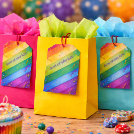 Rainbow Birthday Stripes Confetti Party Geschenkanhänger