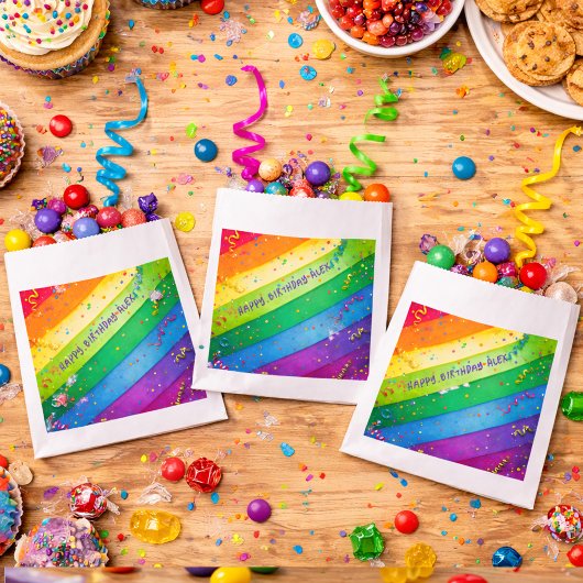 Rainbow Birthday Stripes Confetti Party Geschenktütchen