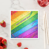Rainbow Birthday Stripes Confetti Party Serviette (Beispiel)