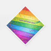Rainbow Birthday Stripes Confetti Party Serviette (Ecke)