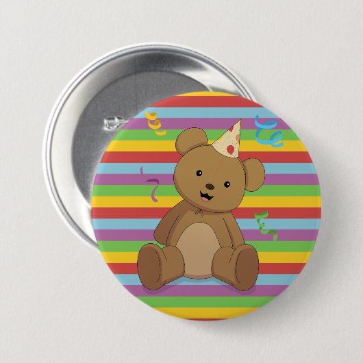 Rainbow Birthday Teddybear Button (Vorne & Hinten)