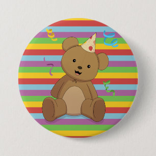 Rainbow Birthday Teddybear Button
