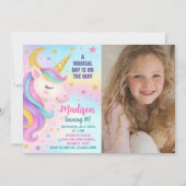 Rainbow Birthday Unicorn Einladung (Vorderseite)
