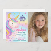 Rainbow Birthday Unicorn Einladung (Vorne/Hinten)