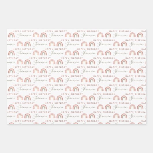 Rainbow Birthday Wrapping Paper Sheets Geschenkpapier Set (Vorderseite 3)