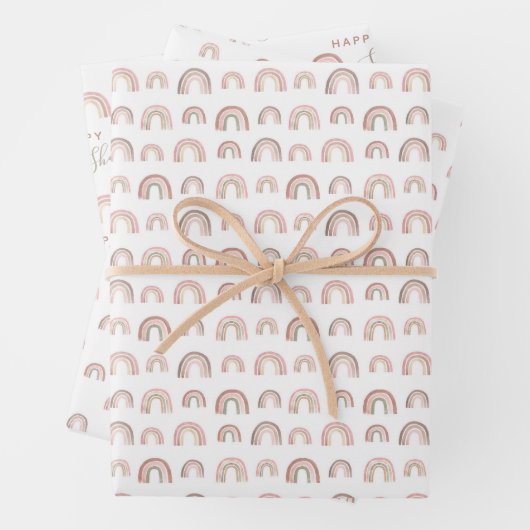 Rainbow Birthday Wrapping Paper Sheets Geschenkpapier Set (Beispiel)