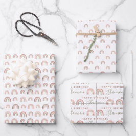 Rainbow Birthday Wrapping Paper Sheets Geschenkpapier Set