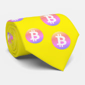 Rainbow Bitcoin Wave BTC Crypto Token Neck Tie Krawatte (Gerollt)