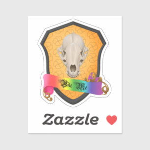 Rainbow Bite Me Badger Skull Aufkleber