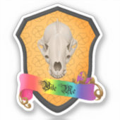 Rainbow Bite Me Badger Skull Aufkleber (Vorderseite)