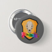 Rainbow Bite Me Badger Skull Button (Vorne & Hinten)