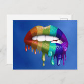 Rainbow Bitten Dripping lips Pride Postkarte (Vorne/Hinten)