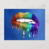 Rainbow Bitten Dripping lips Pride Postkarte (Vorderseite)