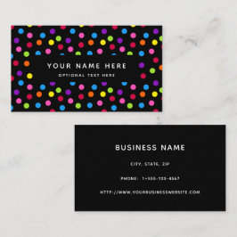 Rainbow Black Bright Polka Dots Confetti Muster Visitenkarte