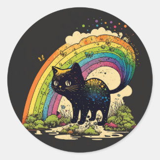 Rainbow Black Cat Aufkleber lgbtq