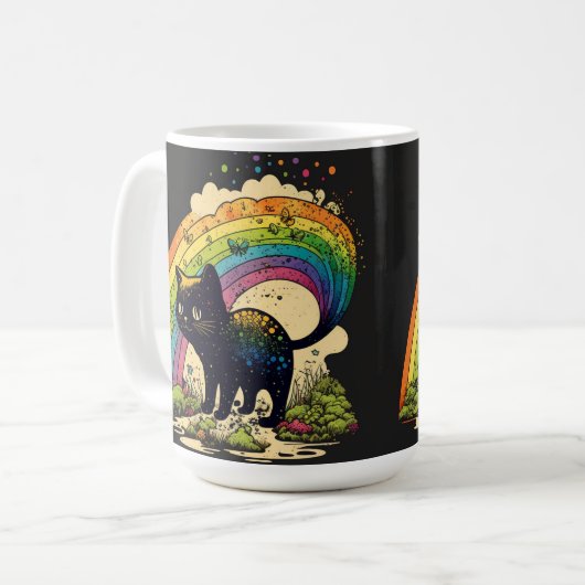 Rainbow black cat , niedlich lgbtq kaffeetasse (Vorderseite Links)
