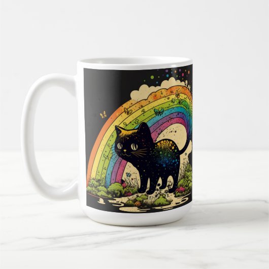 Rainbow black cat , niedlich lgbtq kaffeetasse (Links)
