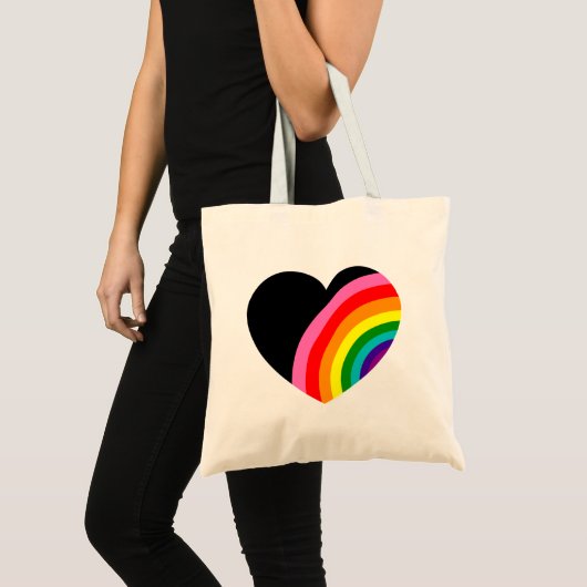 Rainbow Black Heart Tragetasche (Vorderseite (Produkt))
