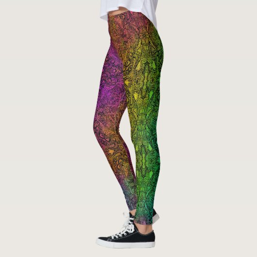Rainbow & Black Medallion Leggings (Links)