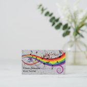 Rainbow Black Music Notes on Gray Business Cards Visitenkarte (Stehend Vorderseite)