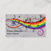 Rainbow Black Music Notes on Gray Business Cards Visitenkarte (Vorderseite)