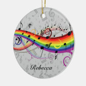 Rainbow Black Musical Notes on Grau Keramik Ornament (Links)