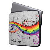 Rainbow Black Musical Notes on Grau Laptopschutzhülle (Vorderseite Links)