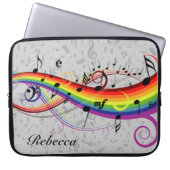 Rainbow Black Musical Notes on Grau Laptopschutzhülle (Vorderseite)