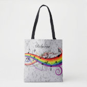 Rainbow Black Musical Notes on Grau Tasche (Vorderseite)