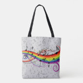 Rainbow Black Musical Notes on Grau Tasche (Rückseite)